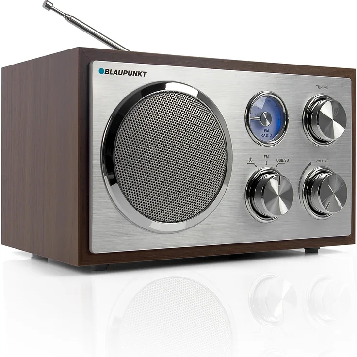 BLAUPUNKT RXN 19 WN Retro Radio, Nostalgie-Designradio mit USB-Port 2.0 und SD Kartenleser Walnuss