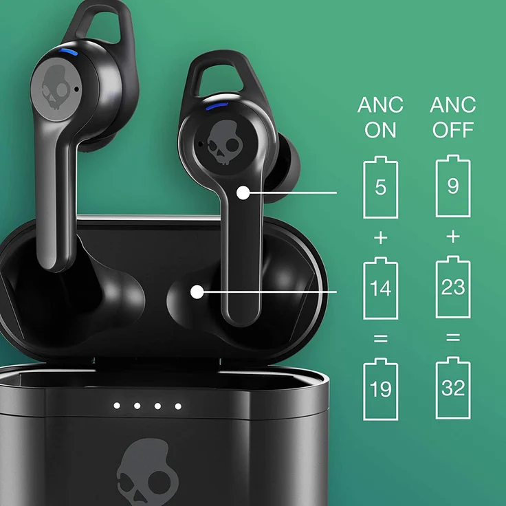 Skullcandy Indy ANC True Wireless In-Ear-Kopfhörer mit Bluetooth, Mikrofon, Noise Cancelling, wasserfest, geeignet für Sport, schwarz – Bild 6