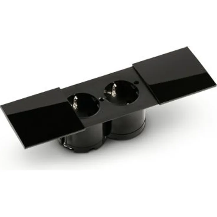 Due Doppelsteckdose, Einbausteckdosenelemente, mit Schukosteckdosen, schwarz