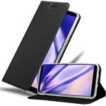 cadorabo Hülle für OnePlus 5T in CLASSY SCHWARZ, Handyhülle mit Magnetverschluss, Standfunktion und Kartenfach, Case Cover Schutzhülle Etui Tasche Book Klapp Style