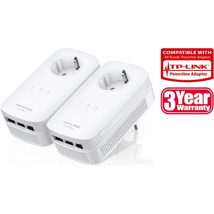 TP-Link TL-PA8030P KIT 1300Mbit-s 6x Gigabit Ports Passthrough Steckdose Powerline Adapter Set(2 2-MIMO, Plug & Play, energiesparend, kompatibel zu allen gängigen Powerline Adaptern) weiß – Bild 3