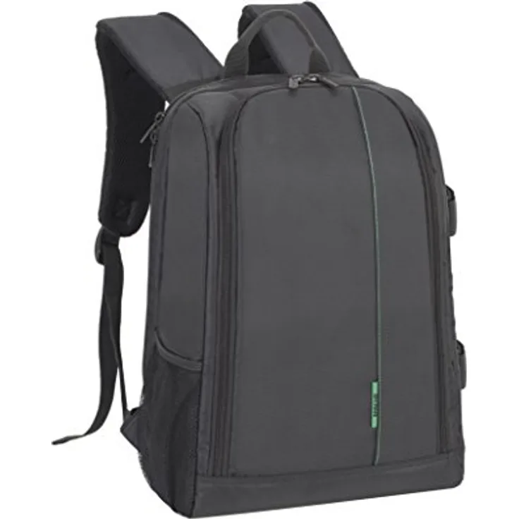 RIVACASE DSLR-Kamerarucksack - Stilvolle Tasche mit Laptopfach (15.6'') und anpassbaren gepolsterten Trennwänden - Schwarz