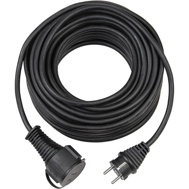 Brennenstuhl Qualitäts-Gummi-Verlängerungskabel 25m (IP44, Kabel für außen) schwarz