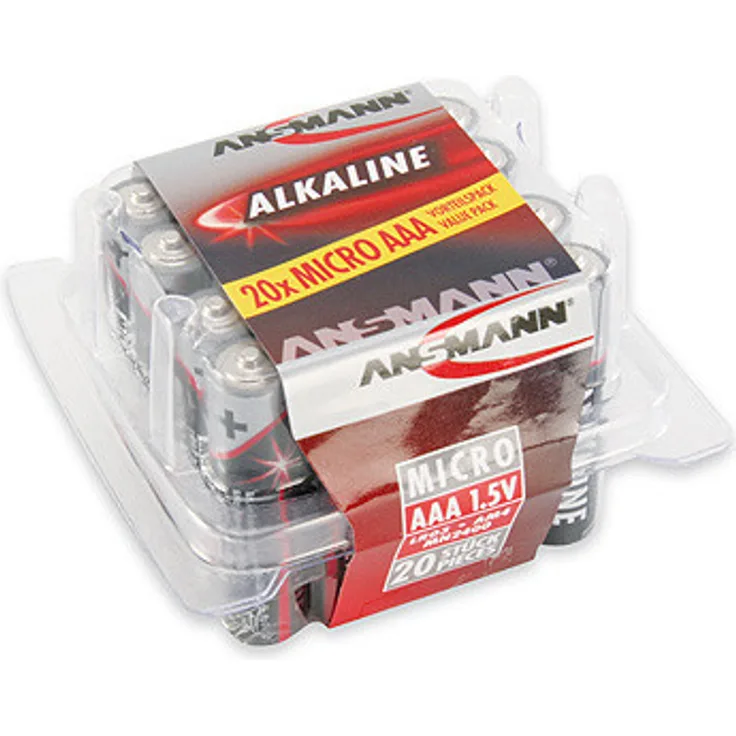 ANSMANN Alkaline Batterie Micro AAA - LR03 1.5V - Longlife Alkalibatterie Sparpaket in einer praktischen Vorratsbox - 20 Stück