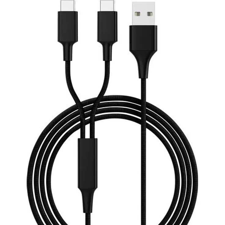 Smrter USB 2.0 Ladekabel (1x USB 2.0 Stecker A - 2x USB-C Stecker) 1.20m Schwarz
