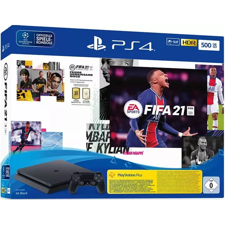 Sony PlayStation 4 Slim Jet Black 500 GB Bundle inkl. FIFA 21
