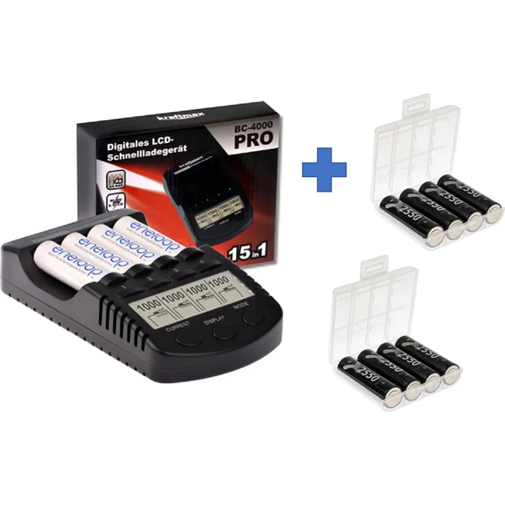 XCell BC-X1000 Pro Akku & USB Ladegerät + 8x LSD Plus Mignon AA...