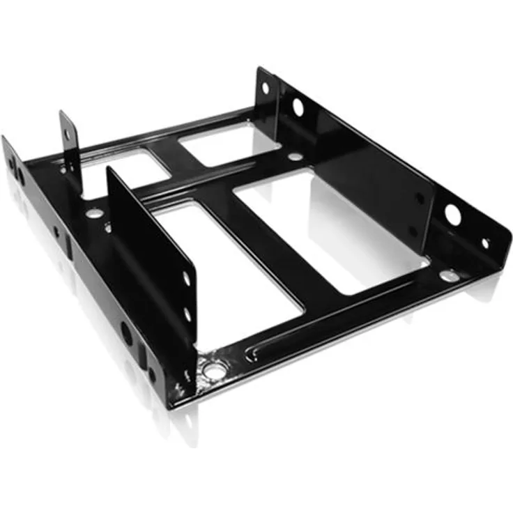 Icy Box IB-AC643 Einbaurahmen für 2 x 2,5 Zoll HDD-SSD in 1 x 3,5 Zoll Schacht, Voll-Metall, Schwarz