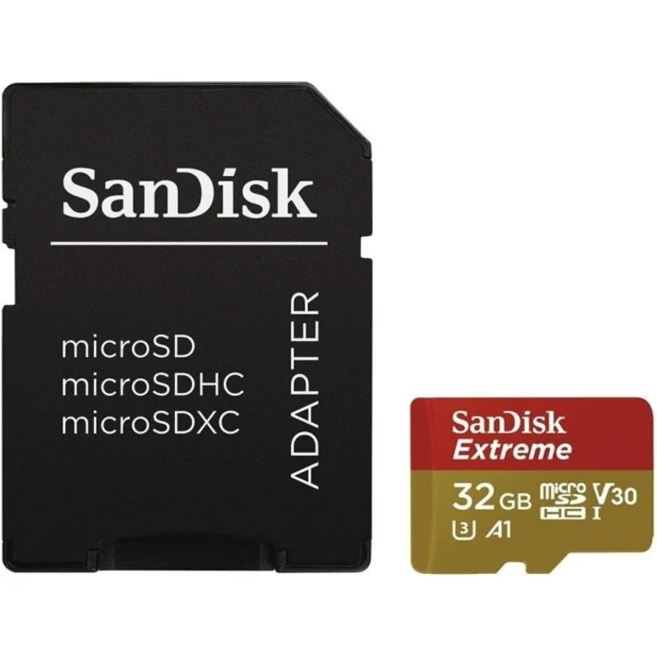 SanDisk Extreme microSD-Karte für mobiles Gaming 32 GB, Unterstützt mit A2 App Performance AAA-3D-VR-Spielgrafiken und 4K-UHD-Video, 100 MB-s Leseklasse 10, UHS-I, U3, V30 – Bild 1