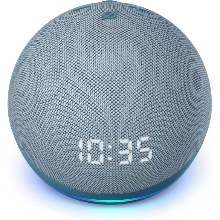Amazon Echo Dot mit Uhr (4. Generation) Smart Clock für den Nachttisch, mit Alexa, Blaugrau – Bild 7