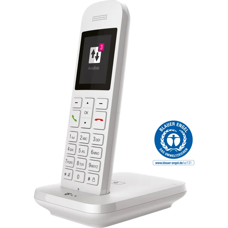 Telekom Sinus 12 Festnetz Telefon schnurlos, 5 cm Farbdisplay, beleuchtete Tastatur, anschlussunabhängige Nutzung an allen handelsüblichen Routern und Standardanschlüssen, Analog-Telefon mit Basis, weiß