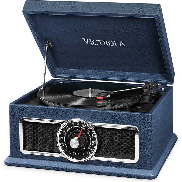 Victrola Plaza Vinyl Music Centre Schwarz, Blau, Silber