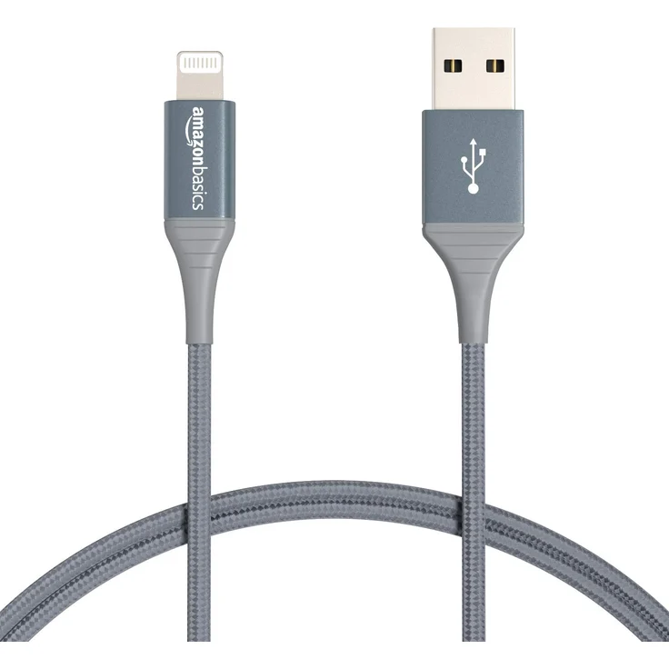 AmazonBasics – Verbindungskabel Lightning auf USB-A, doppelt Nylon-umflochten, fortschrittliche Kollektion, MFi-zertifiziertes Ladekabel für iPhone, dunkelgrau, 91,2 cm – Bild 1