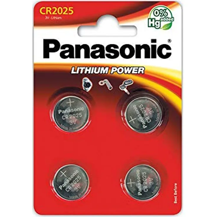 Panasonic CR2025 Lithium Knopfzelle, 3V, 4er Pack