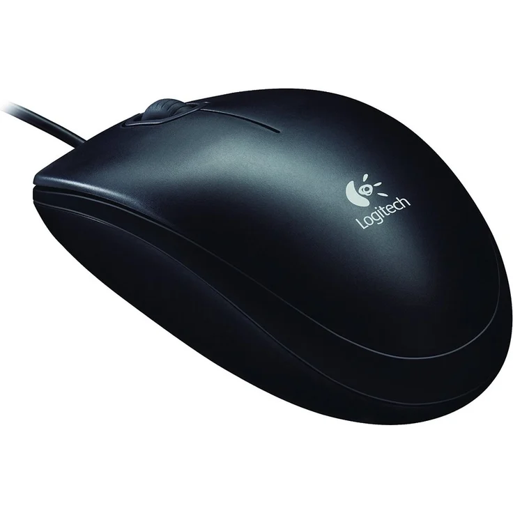 Logitech B100 Maus mit Kabel, USB-Anschluss, 800 DPI Optischer Sensor, 3 Tasten, Für Links- und Rechtshänder, PC-Mac - schwarz – Bild 1