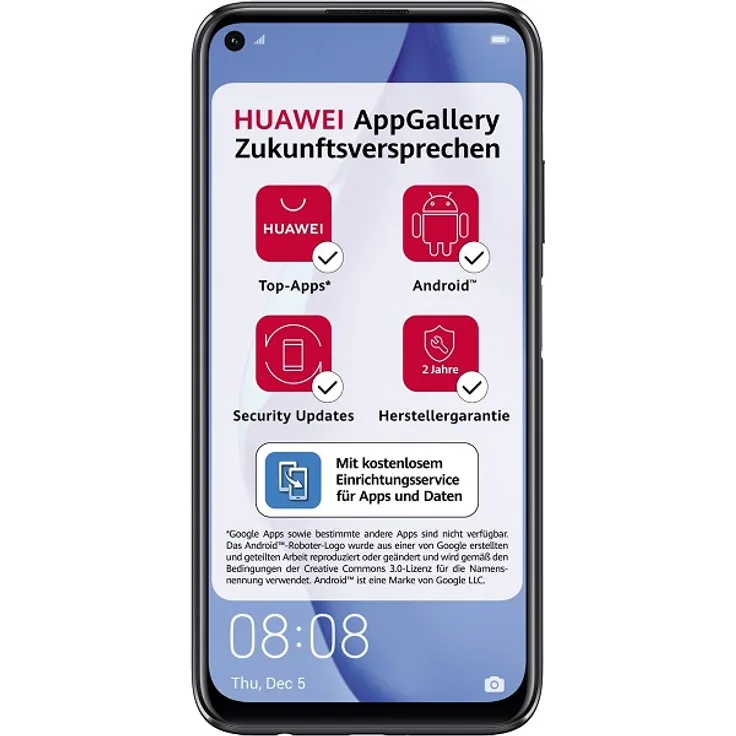 Huawei P40 lite Smartphone 16cm (6,4 Zoll) LCD-Display, 128GB interner Speicher, 6GB RAM, Dual-SIM, Android, Schwarz