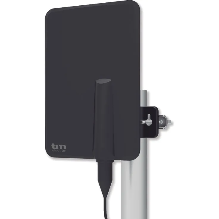 TM Electron TMANT015 TV-Antenne für Innen- und Außenbereich, mit eingebautem Verstärker 40 dB, ultrakompakt, 360-Grad-Ausrichtung, Wandmontage oder Mast und wetterfest, Schwarz