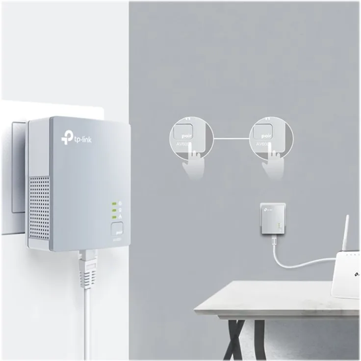 TP-Link Powerline AV600 Nano Adapter - Starter Kit - Bridge - HomePlug AV (HPAV) - an Wandsteckdose anschließbar (Packung mit 2)