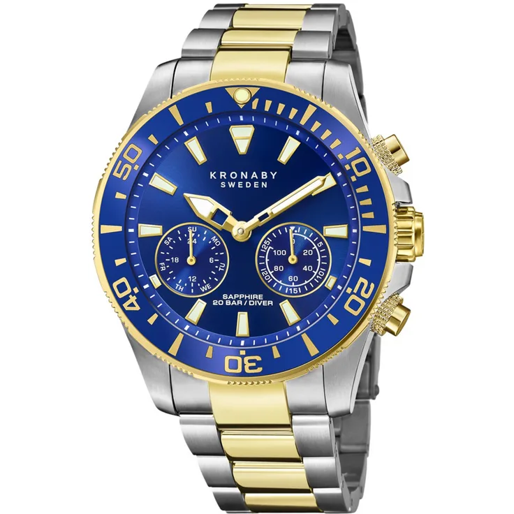 Kronaby Diver Smartwatch Unisex, 45mm, Edelstahlgehäuse, Blau