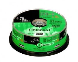 Intenso DVD-R Rohlinge 4,7GB 1x-16x 25er Spindel Cakebox kratzfest