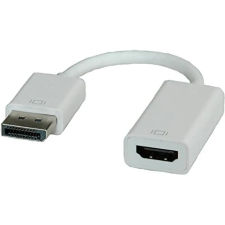 ROLINE Adapter DisplayPort auf HDMI mit Kabel | DP-Stecker und HDMI-Buchse | Weiss 0,15 m