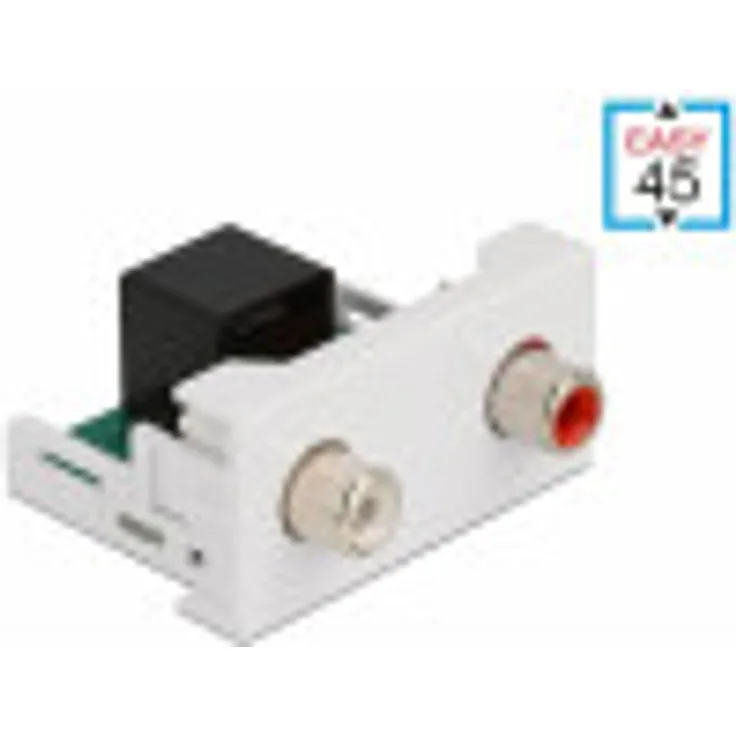 Delock Easy 45 Modul 2 x Cinch Buchse zu RJ45 Buchse 22,5 x 45 mm