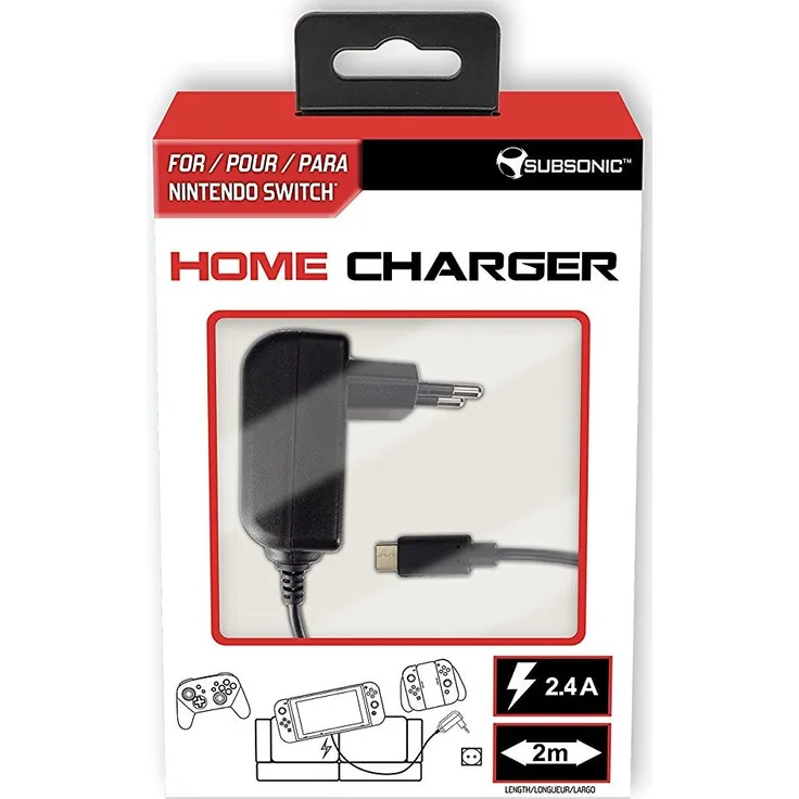 Subsonic - Ladegerät für Nintendo Switch und Switch Lite Konsole und Zubehör (Pro Controller) - Typ C - 2,4A - Power and play adapter