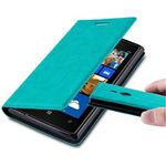 cadorabo Hülle für Nokia Lumia 925 in PETROL TÜRKIS Handyhülle mit Magnetverschluss, Standfunktion und Kartenfach Case Cover Schutzhülle Etui Tasche Book Klapp Style