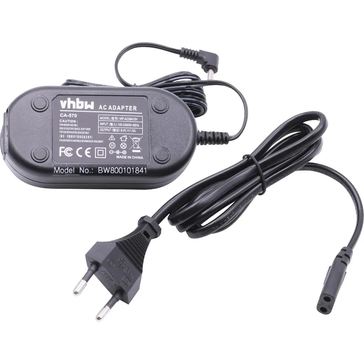 vhbw Ladegerät, Ladekabel, Netzteil für Kamera Canon MV920, MV930, MV940, MV950, MV960, MVX100i, MVX10i, MVX150i, MVX1S, MVX1Si wie CA-570, CA570.