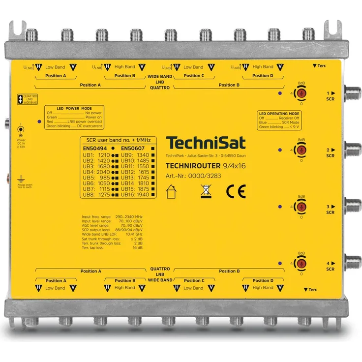 TechniSat TECHNIROUTER 9/4x16, Multischalter (1 Kabellösungen) bis zu 64 Teilnehmer
