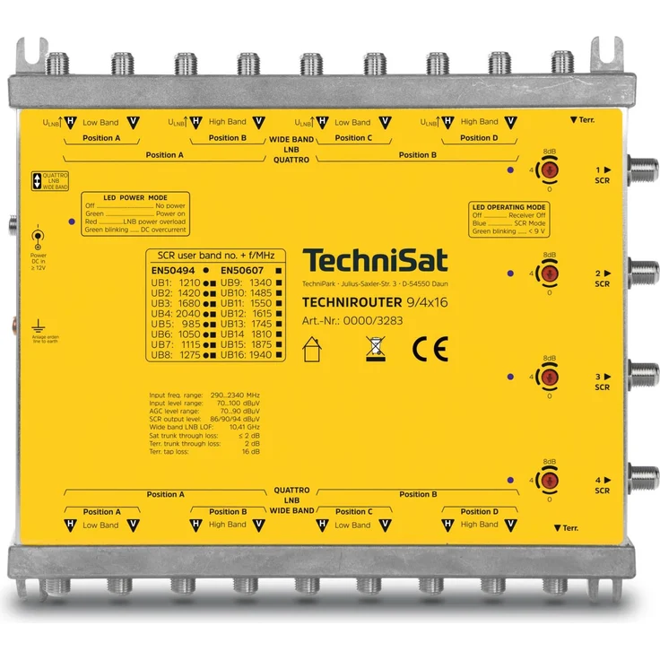 TechniSat TECHNIROUTER 9/4x16, Multischalter (1 Kabellösungen) bis zu 64 Teilnehmer