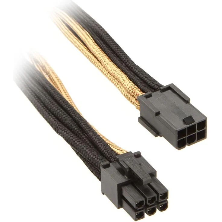 SilverStone SST-PP07-IDE6BG - Netzteil-Verlängerungskable 25cm 6pin auf PCI-E 6pin, schwarz/gold - Preisvergleich