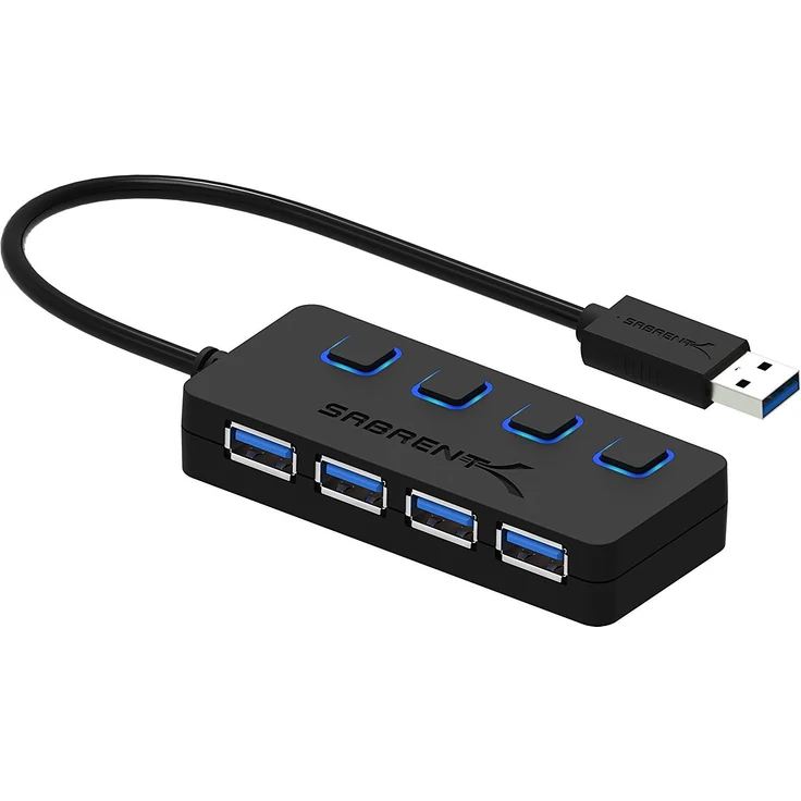 Sabrent USB HUB - 4-Port -USB 3.0 Hub mit einzelnen Power Schalter und LEDs (HB-UM43) – Bild 1