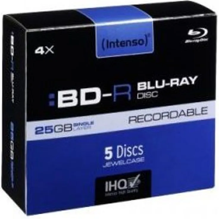 Intenso BD-R 25GB, 4x Speed, 5er Pack Jewelcase Blu-Ray Rohlinge