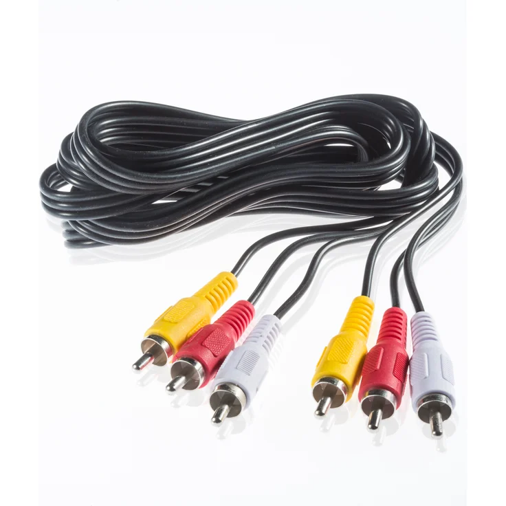 Poppstar Audio/Video Kabel 3x Cinch auf 3x Cinch AV/TV Camcorder Digitalkamera VHS Rekorder 1,8m schwarz