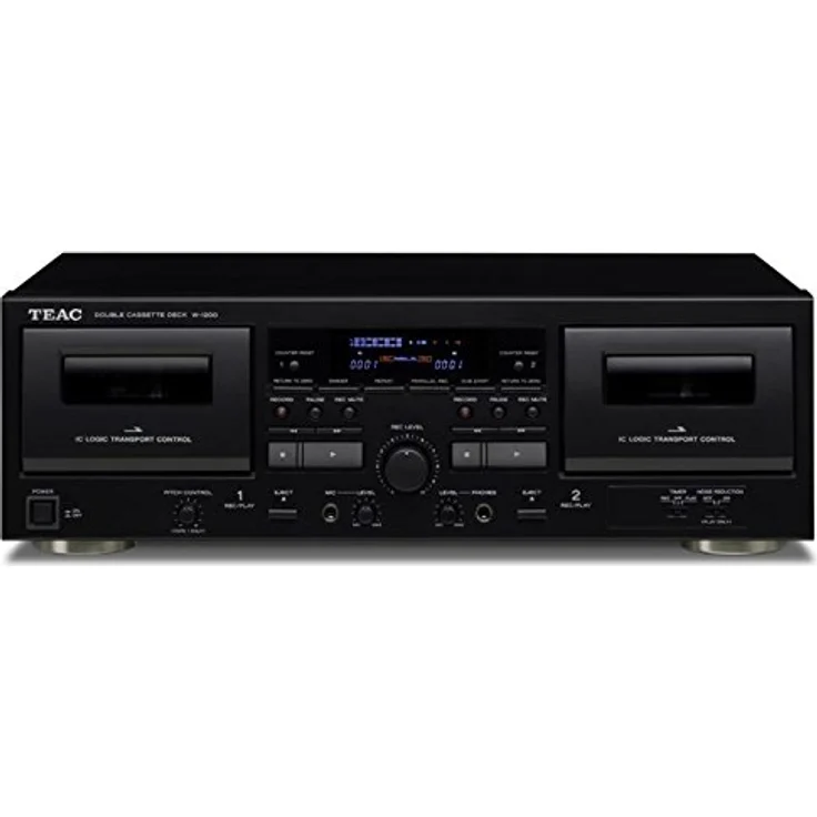 Teac W-1200(B) Doppelkassettendeck (Kassettenspieler, Aufnahme-Wiedergabe, Mikrofoneingang für Karaoke und Ansagen, USB-Ausgang für digitale Aufnahme auf PC-Mac, Konferenzprotokolle), Schwarz – Bild 1