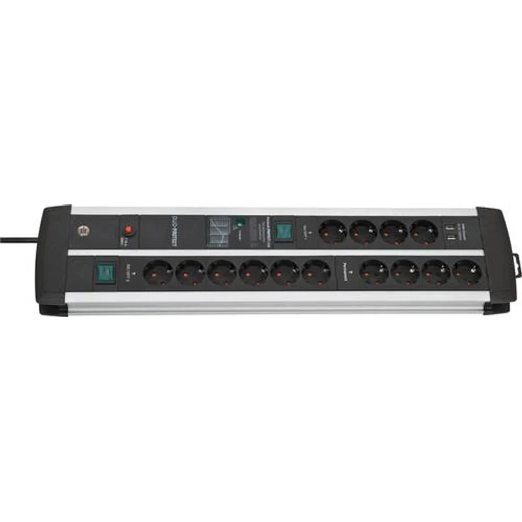 Brennenstuhl Premium-Protect-Line Gaming-Steckdosenleiste 14-fach mit 2x Schalter und Überspannungsschutz (Mehrfachsteckdose mit 3m Kabel, 2-fach USB 3,1 A, Made in Germany) – Bild 1