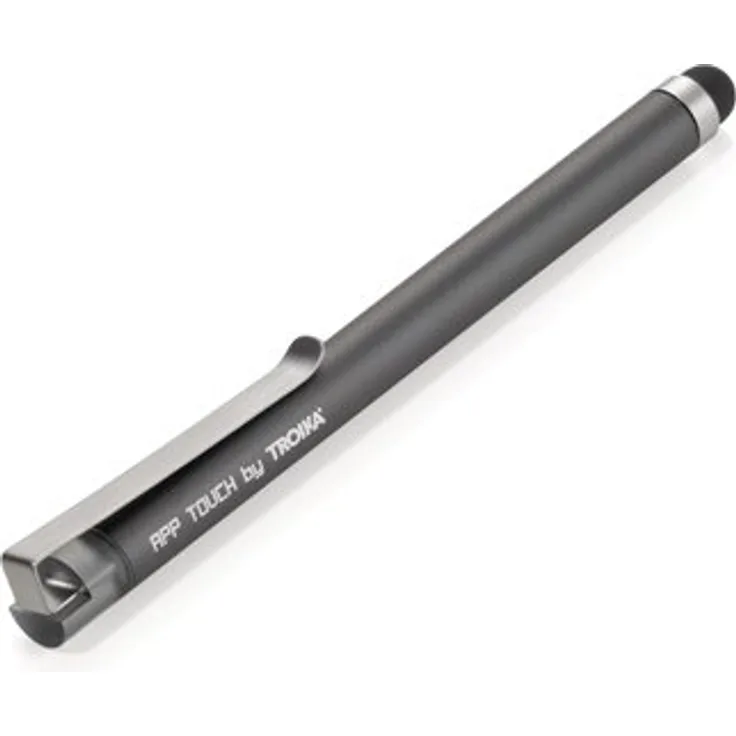 Troika Stylus für Touchscreens, Metallclip, Gravur''APP TOUCH by TROIKA'', Aluminium, matt, grau