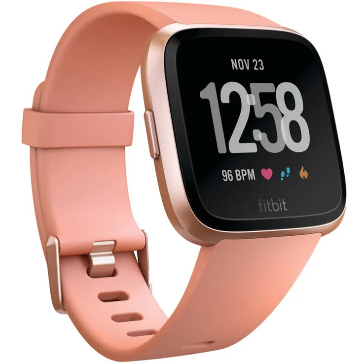 Fitbit Versa Smartwatch Damen, S/L, Aluminiumgehäuse, Roségold/Pfirsich – Bild 1