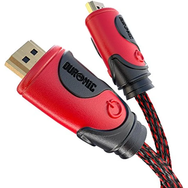 Duronic HDC03 / 1,5m High-Speed-HDMI-Kabel mit Ethernet - 2.0 4K 2160p Ultra-HD 3D - rot-schwarz - 1,5 Meter
