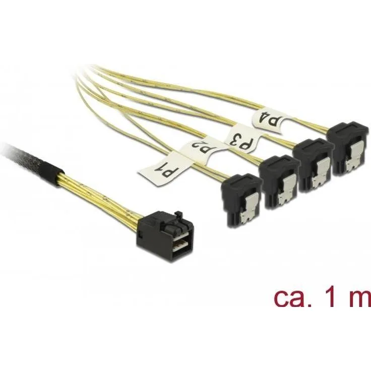 DeLOCK - SATA- / SAS-Kabel - SAS 6Gbit/s - 4x Mini SAS HD (SFF-8643) (S) bis SATA (R) gewinkelt - 1 m (85685)