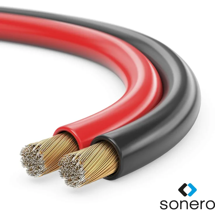 sonero 10 Meter 2x0,75mm² CCA Lautsprecherkabel - Boxenkabel, Farbe: rot-schwarz