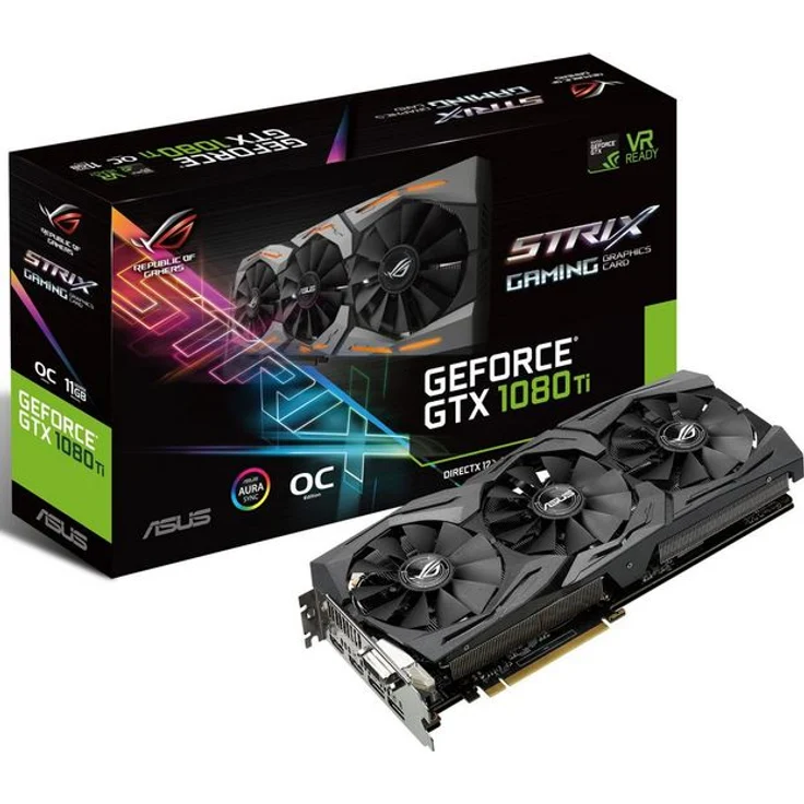Asus ROG Strix GeForce GTX 1080 Ti OC ROG-STRIX-GTX1080TI-O11G-Gaming 11GB GDDR5X (90YV0AM0-M0NM00) – Bild 1