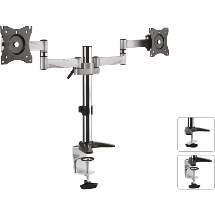 Maclean MC-714 2-Fach Tischhalterung Monitorarm 360° Dual Monitorhalterung Doppel Halterung Monitor LCD LED VESA 75x75 100x100