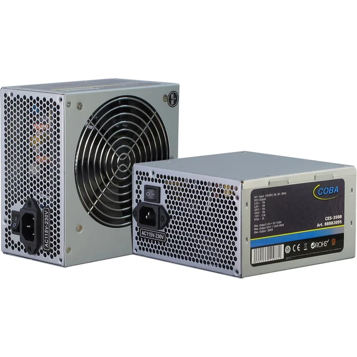 INTER-TECH Coba S-350W 82+ ATX Netzteil 350W Luefter 120mm 1x PCI E 6+2 polig 3XS ATA 1x EPS 8 polig 1x FDD 2X HDD DVD Aktiv PFC