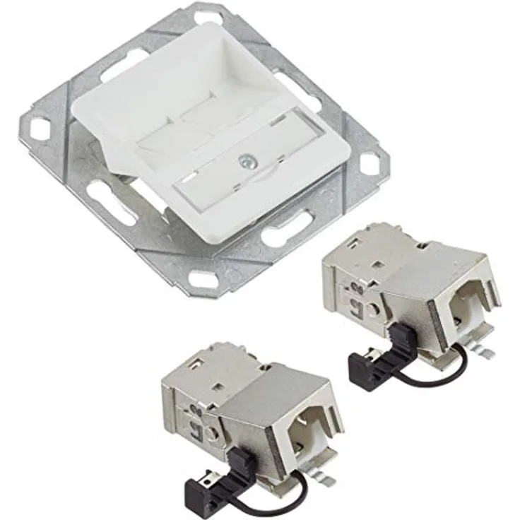 BTR 130B11D21102-E Datendose C6A modul 2 Port 180°M UPk Unterputz reinweiss