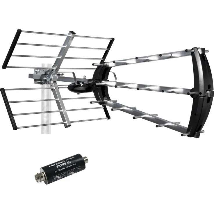 METRONIC 415044 Außenantenne + 4G-Filter HDMI, silberfarben