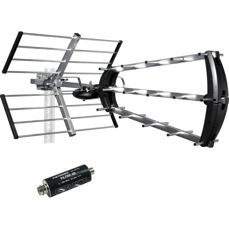 METRONIC 415044 Außenantenne + 4G-Filter HDMI, silberfarben
