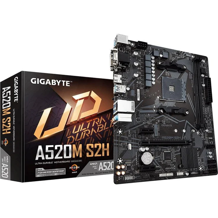 Gigabyte A520M S2H - micro ATX, AMD A520, Sockel AM4, Dual-channel DDR4-SDRAM (A520M S2H) – Bild 1
