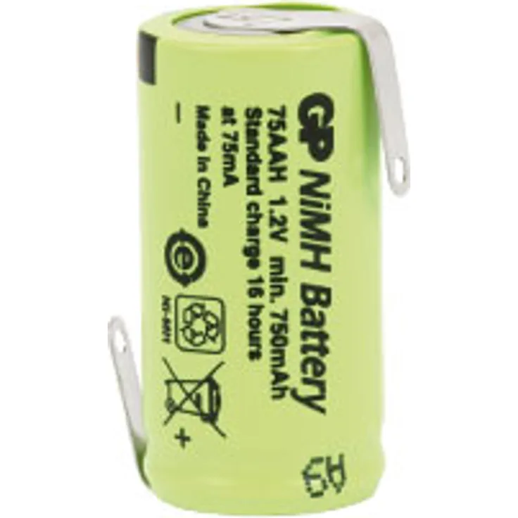 Pollin-Choice NiMH-Akku, GP, Industriezelle mit Lötfahnen, 28,7x14,5mm, 1,2V/750mAh